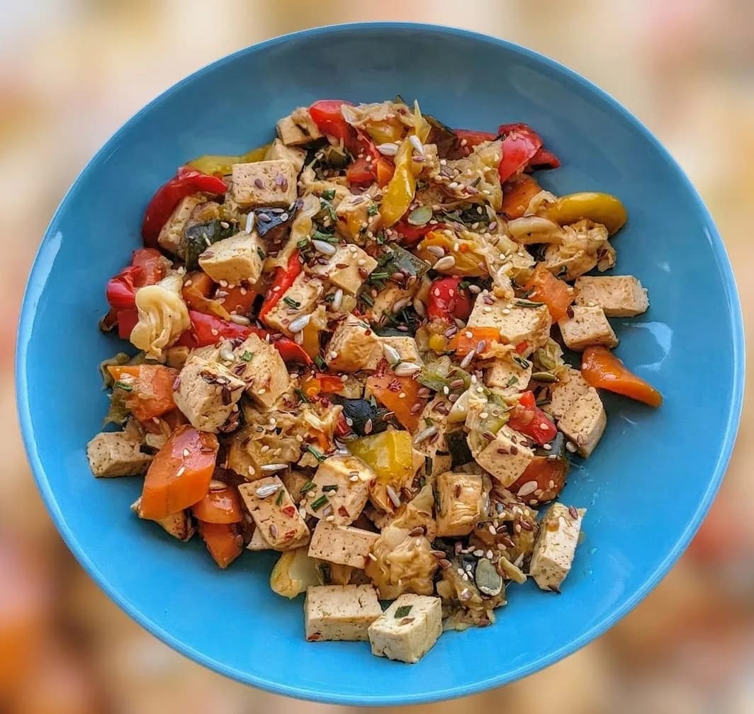 Tofu marinato con verdure